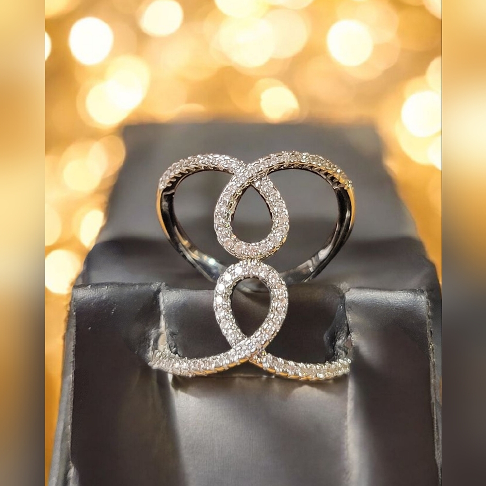 Double Band Cubic Zirconia Statement Ring NEW
